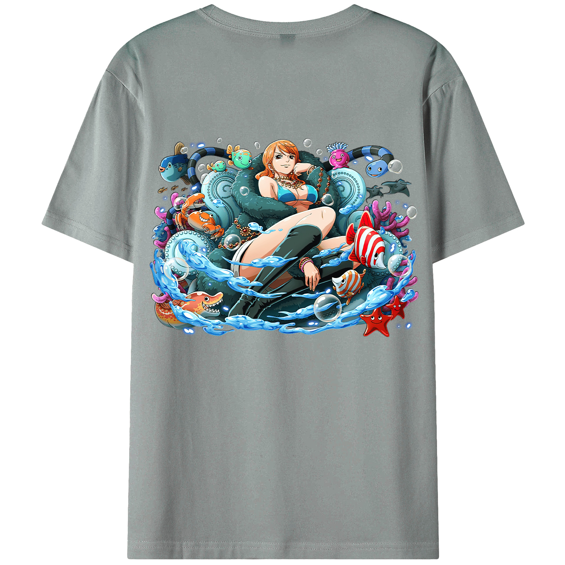 （画像用） ワンピース ナミ ONE PIECE Nami 綿100％ メンズ半袖Tシャツ（バックプリント） 通気性